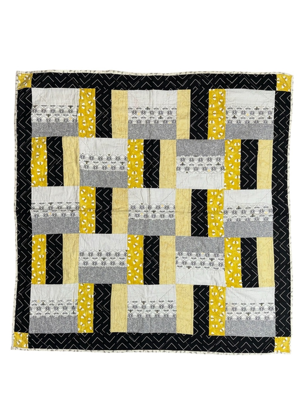 Bumblebee Patchwork Quilt Baby Blanket Double Sided Handmade Coquette Newborn